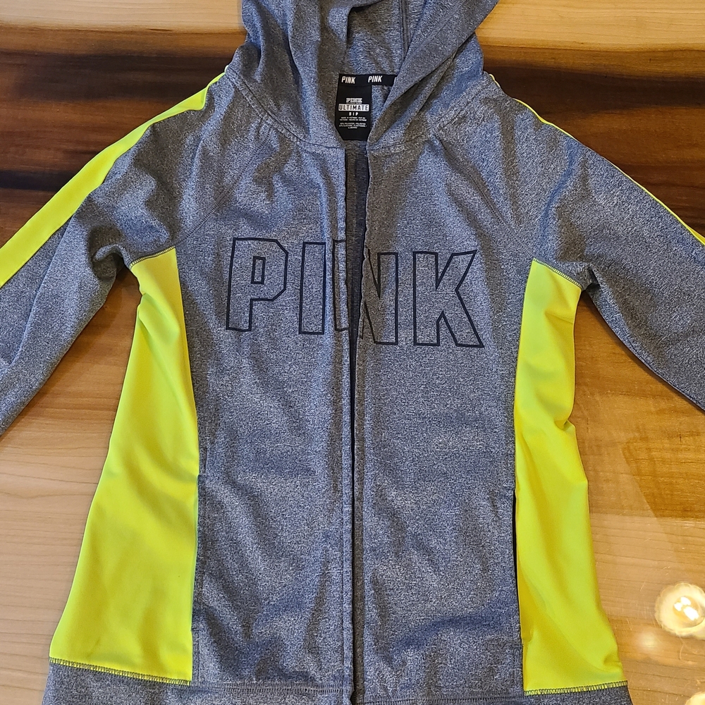 Victoria's Secret Hoodie - Gray and Neon Yellow
